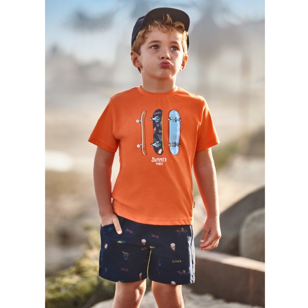Mayoral Yazlık Erkek T-shirt Şort 2'li Set Turuncu