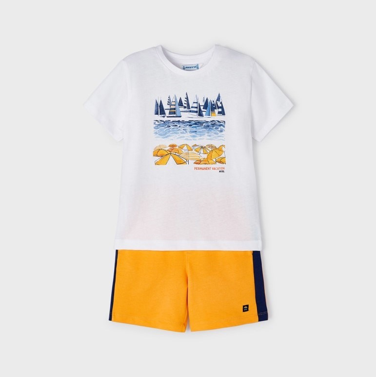 Mayoral Yazlık Erkek T-shirt Şort 2'li Set Turuncu