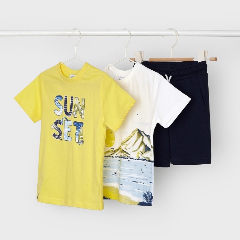 Mayoral Yazlık Erkek T-shirt Şort 3'lü Set Sarı