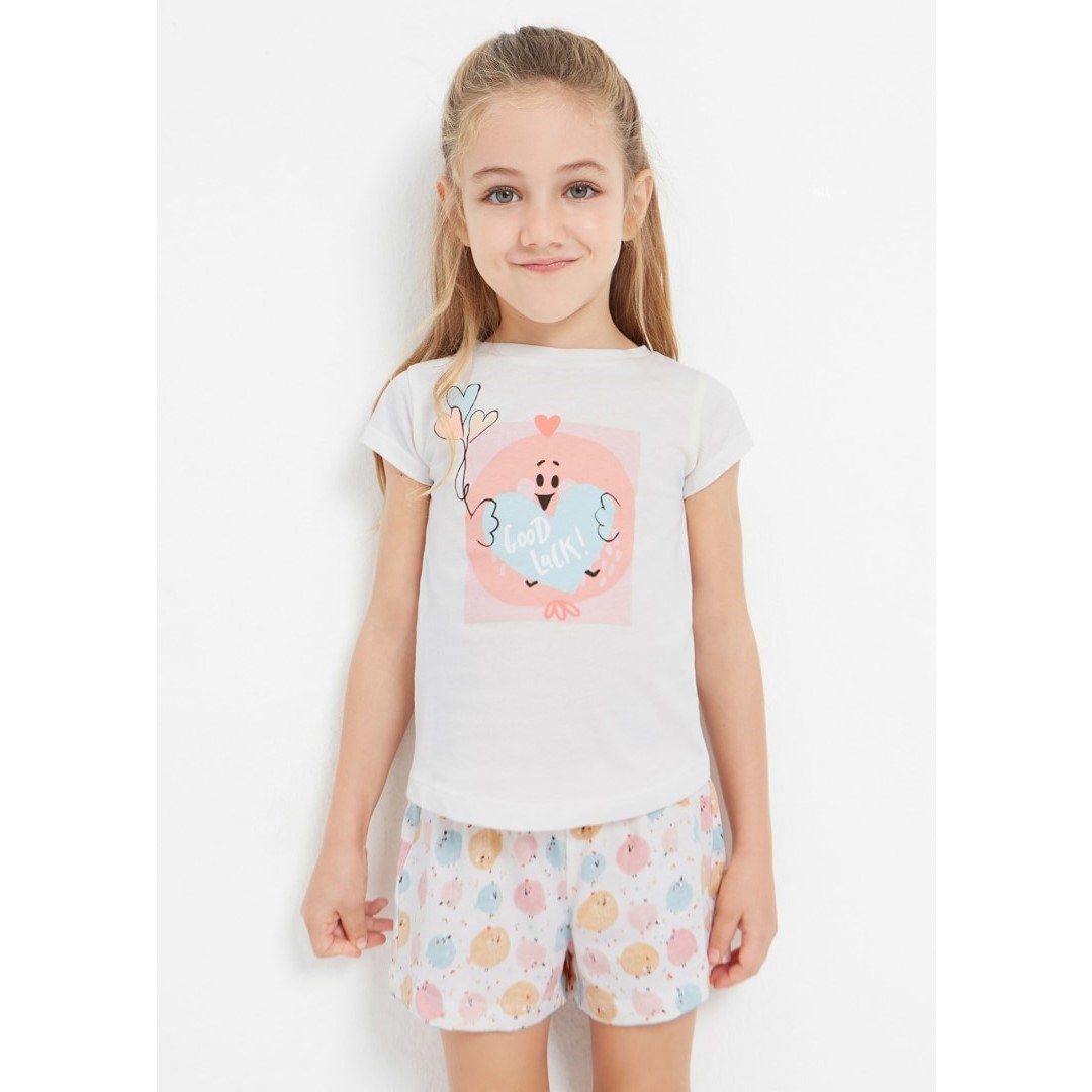Mayoral Yazlık Kız Şort Pijama Takım Krem