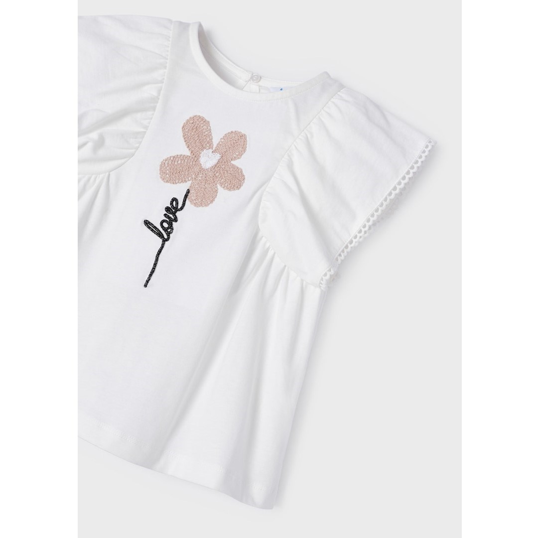 Mayoral Yazlık Kız T-shirt Tayt 2'li Set Krem