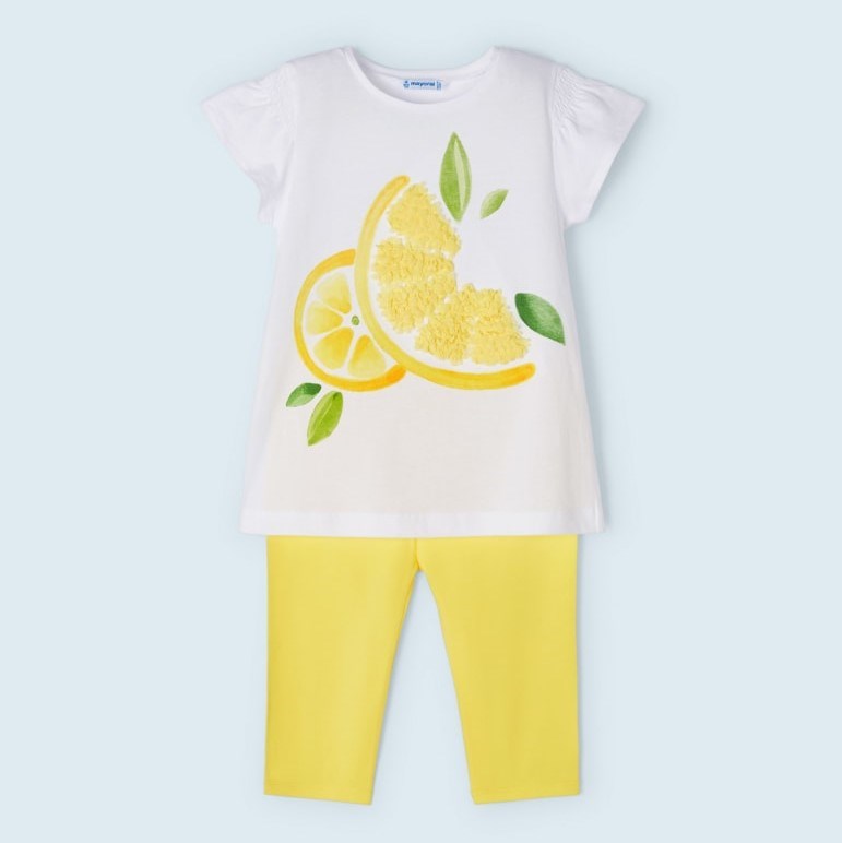 Mayoral Yazlık Kız T-shirt Tayt 2'li Set Sarı