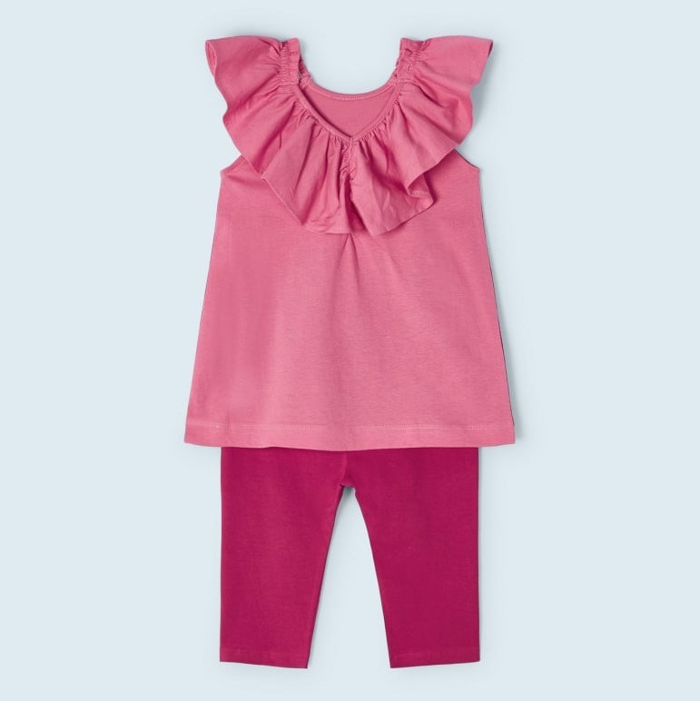 Mayoral Yazlık Kız T-shirt Tayt 2'li Set Pembe