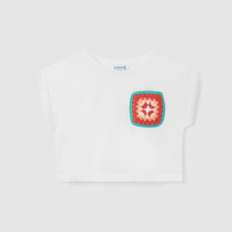 Mayoral Yazlık Kız Kısa Kol T-shirt Beyaz