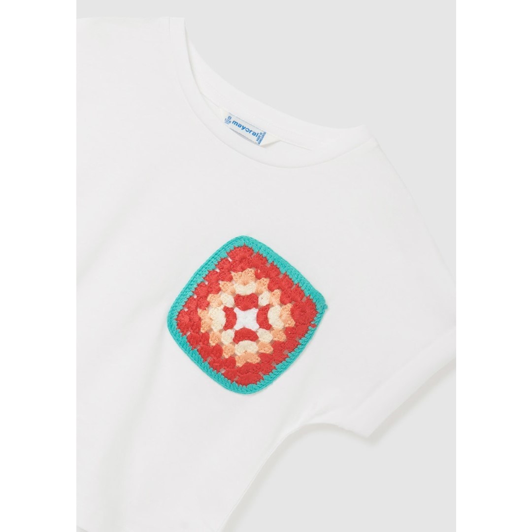 Mayoral Yazlık Kız Kısa Kol T-shirt Beyaz