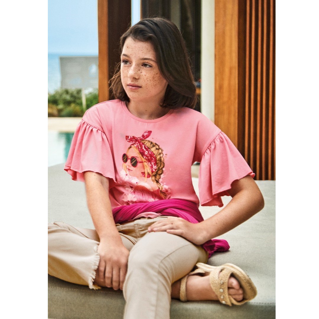 Mayoral Yazlık Kız Kısa Kol T-shirt Pembe
