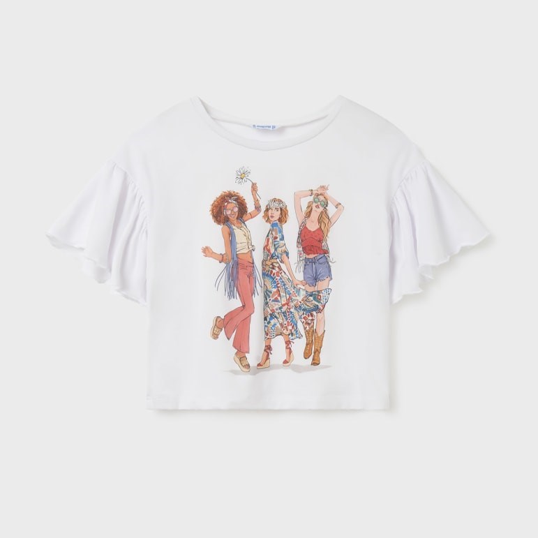 Mayoral Yazlık Kız Kısa Kol T-shirt Beyaz