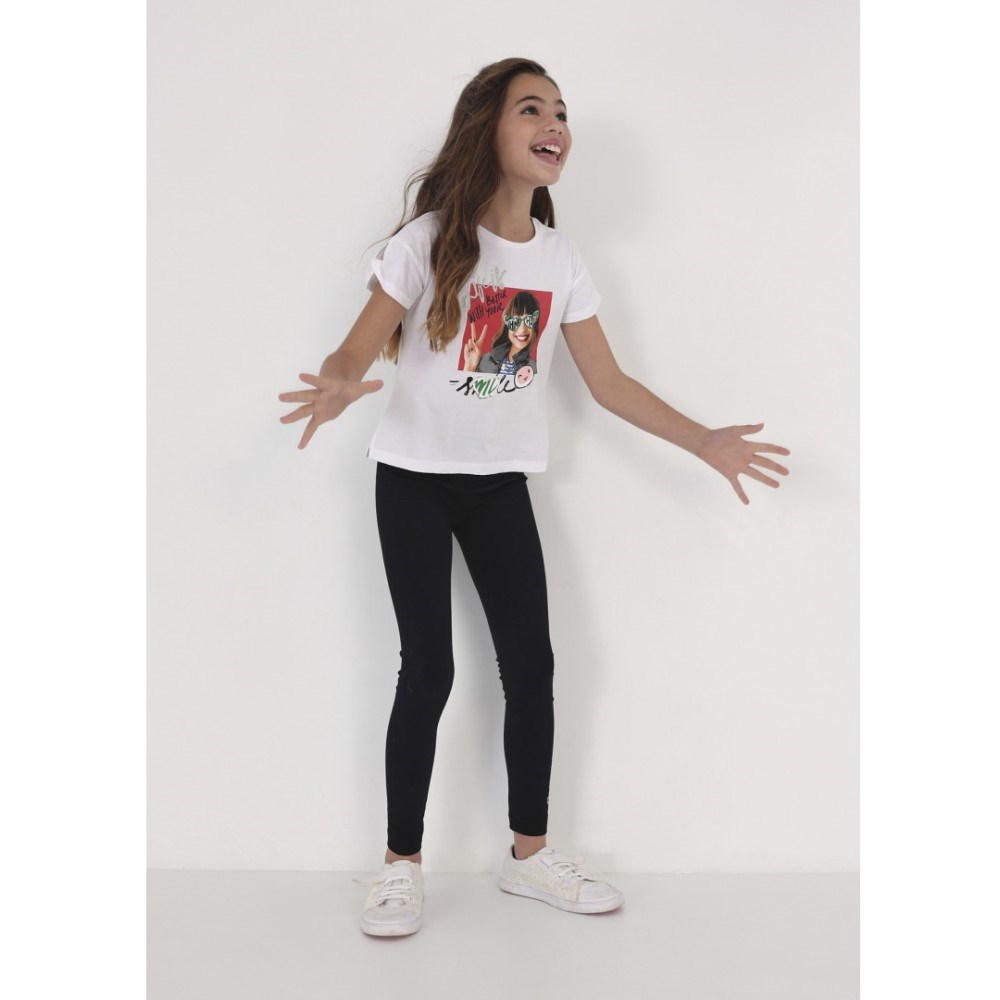 Mayoral Yazlık Kız Kısa Kol T-shirt Beyaz