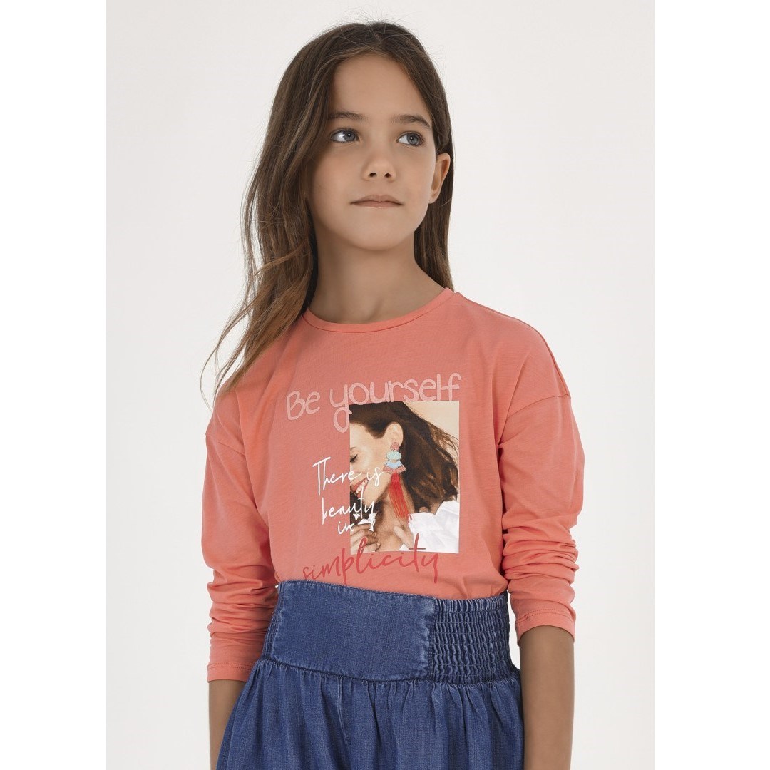 Mayoral Yazlık Kız Uzun Kol T-shirt Pembe