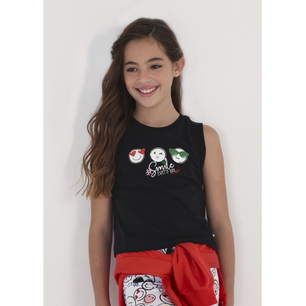 Mayoral Yazlık Kız Kolsuz T-shirt Siyah