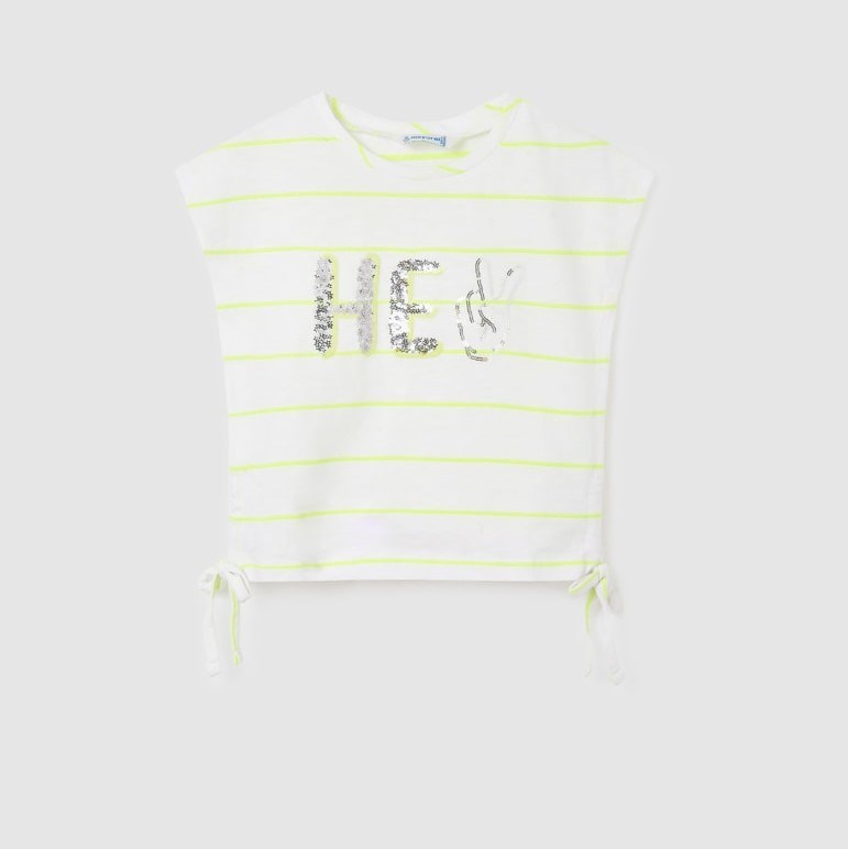 Mayoral Yazlık Kız Kısa Kol T-shirt Beyaz