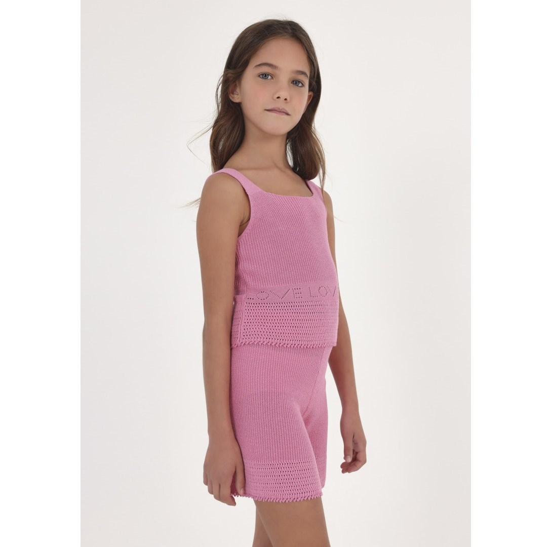 Mayoral Yazlık Kız Örme Bluz Şort 2'li Set Pembe