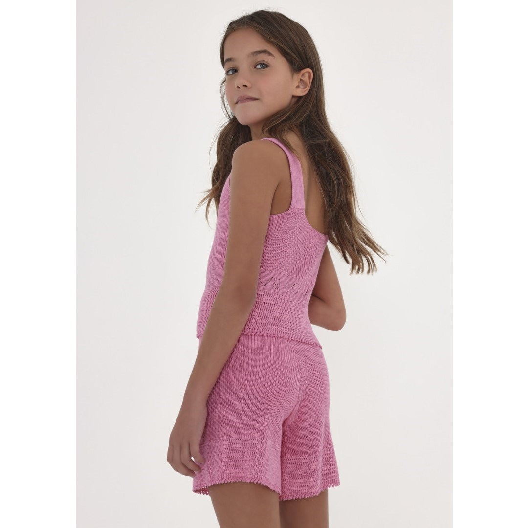 Mayoral Yazlık Kız Örme Bluz Şort 2'li Set Pembe
