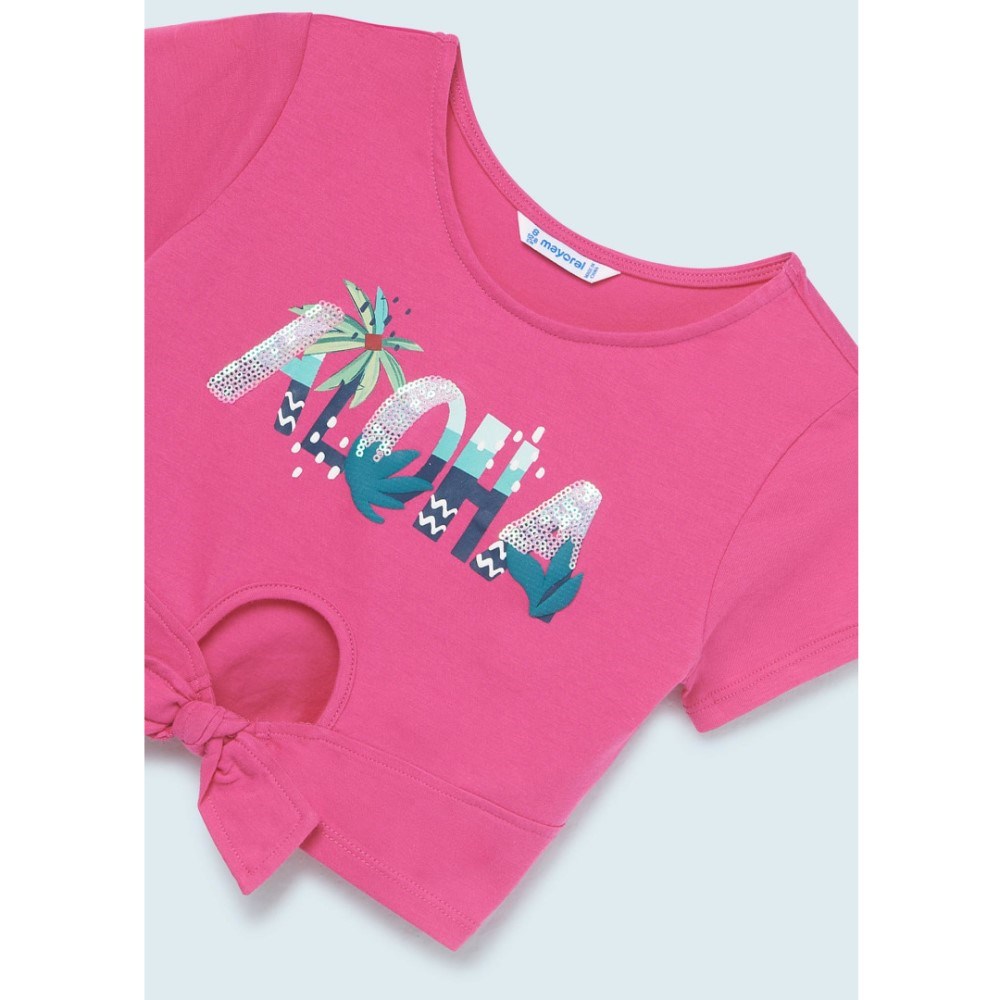 Mayoral Yazlık Kız T-shirt Şort 2'li Set Pembe