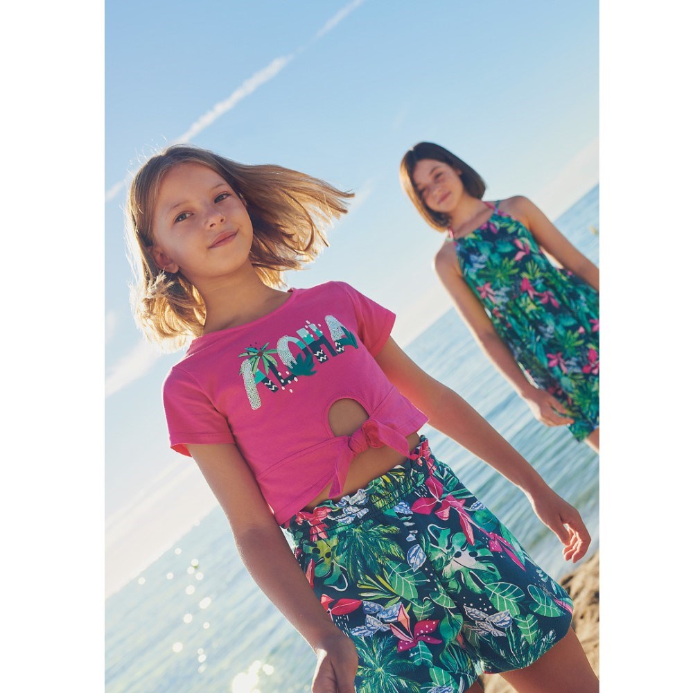 Mayoral Yazlık Kız T-shirt Şort 2'li Set Pembe