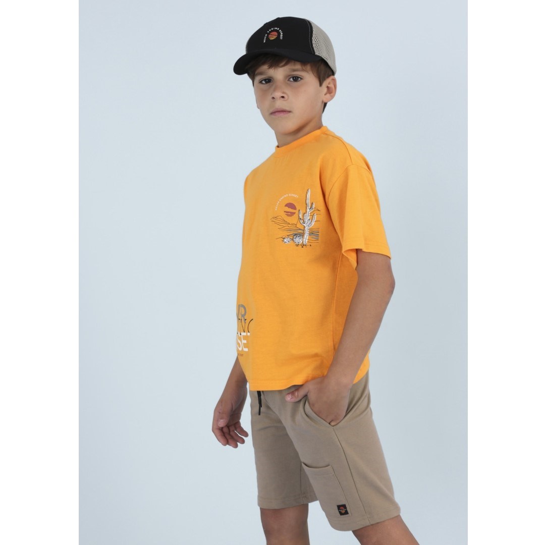 Mayoral Yazlık Erkek T-shirt Şort Şapka 3'lü Set Turuncu