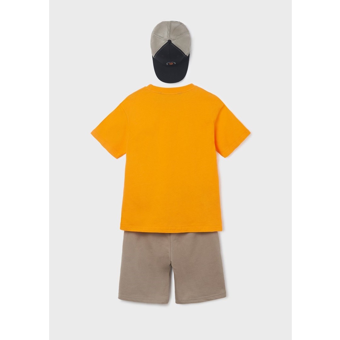 Mayoral Yazlık Erkek T-shirt Şort Şapka 3'lü Set Turuncu