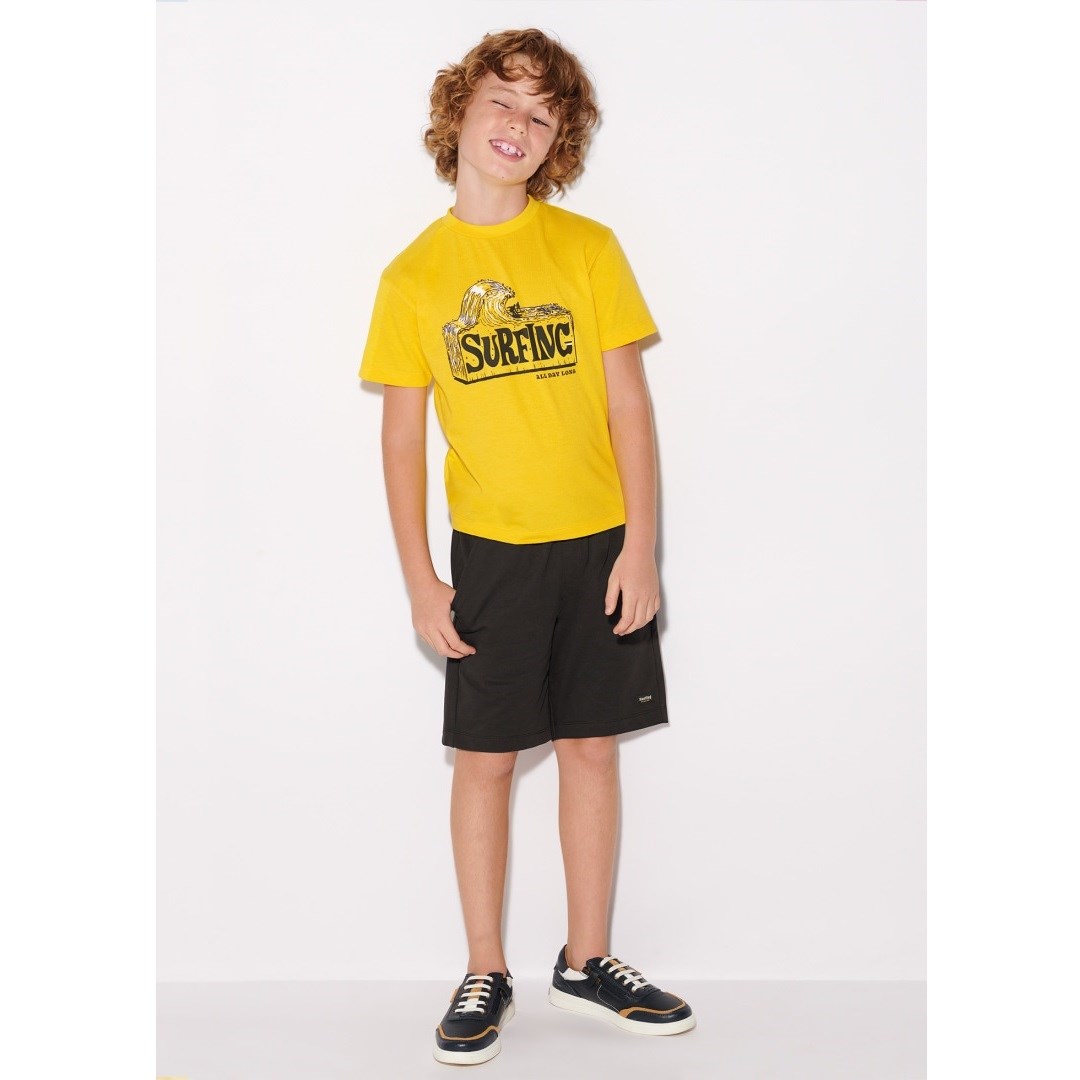Mayoral Yazlık Erkek Kısa Kol T-shirt Şort 3'lü Set Sarı