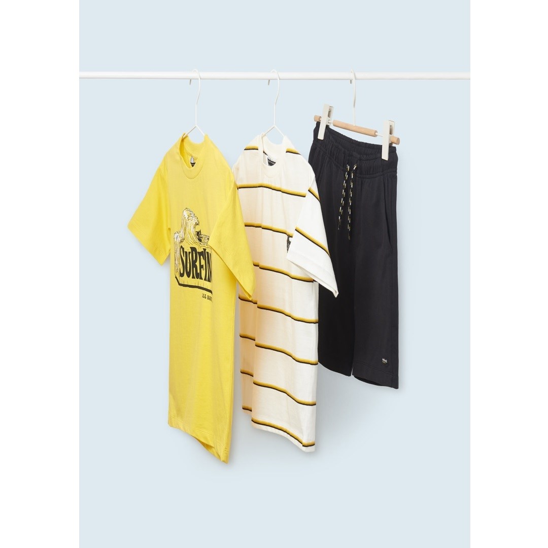 Mayoral Yazlık Erkek Kısa Kol T-shirt Şort 3'lü Set Sarı