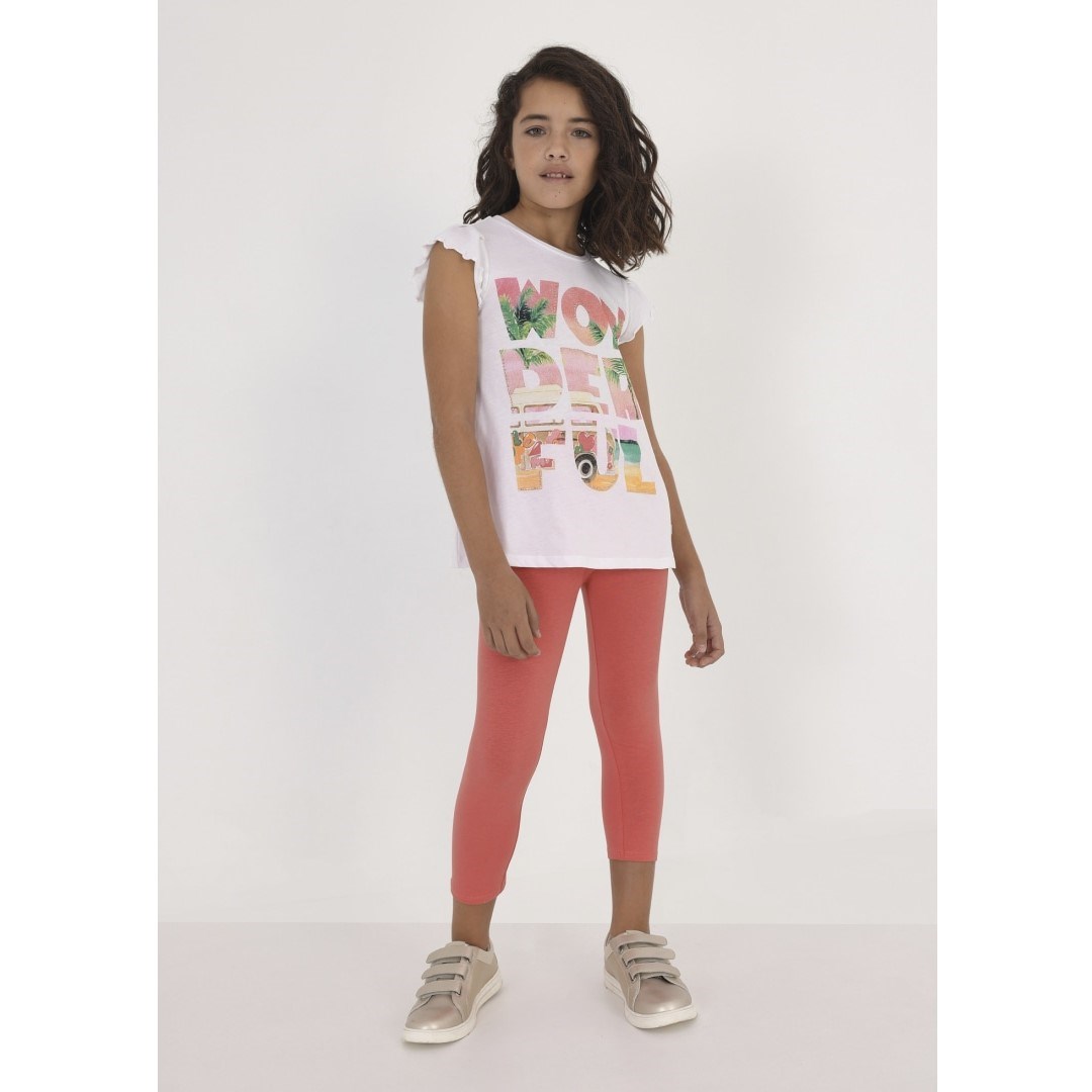 Mayoral Yazlık Kız T-shirt Tayt 2'li Set Pembe