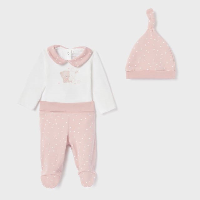 Mayoral Yazlık Kız Bebek Body Patikli Pantolon 3'lü Set Pembe