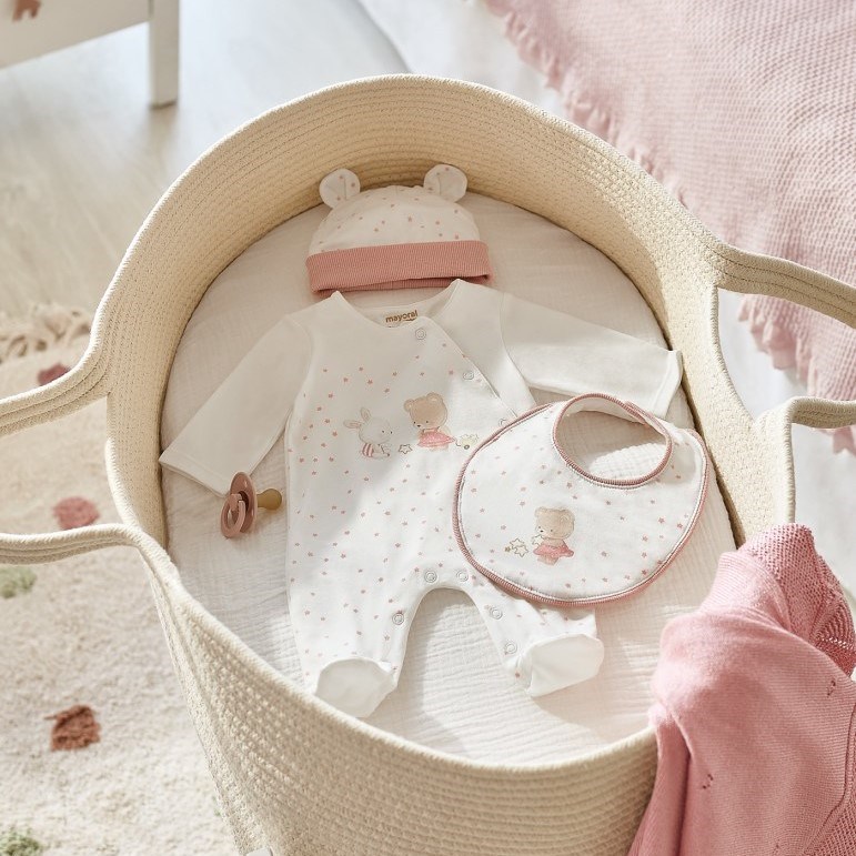 Mayoral Yazlık Kız Bebek Tulum Bere 3'lü Set Pembe