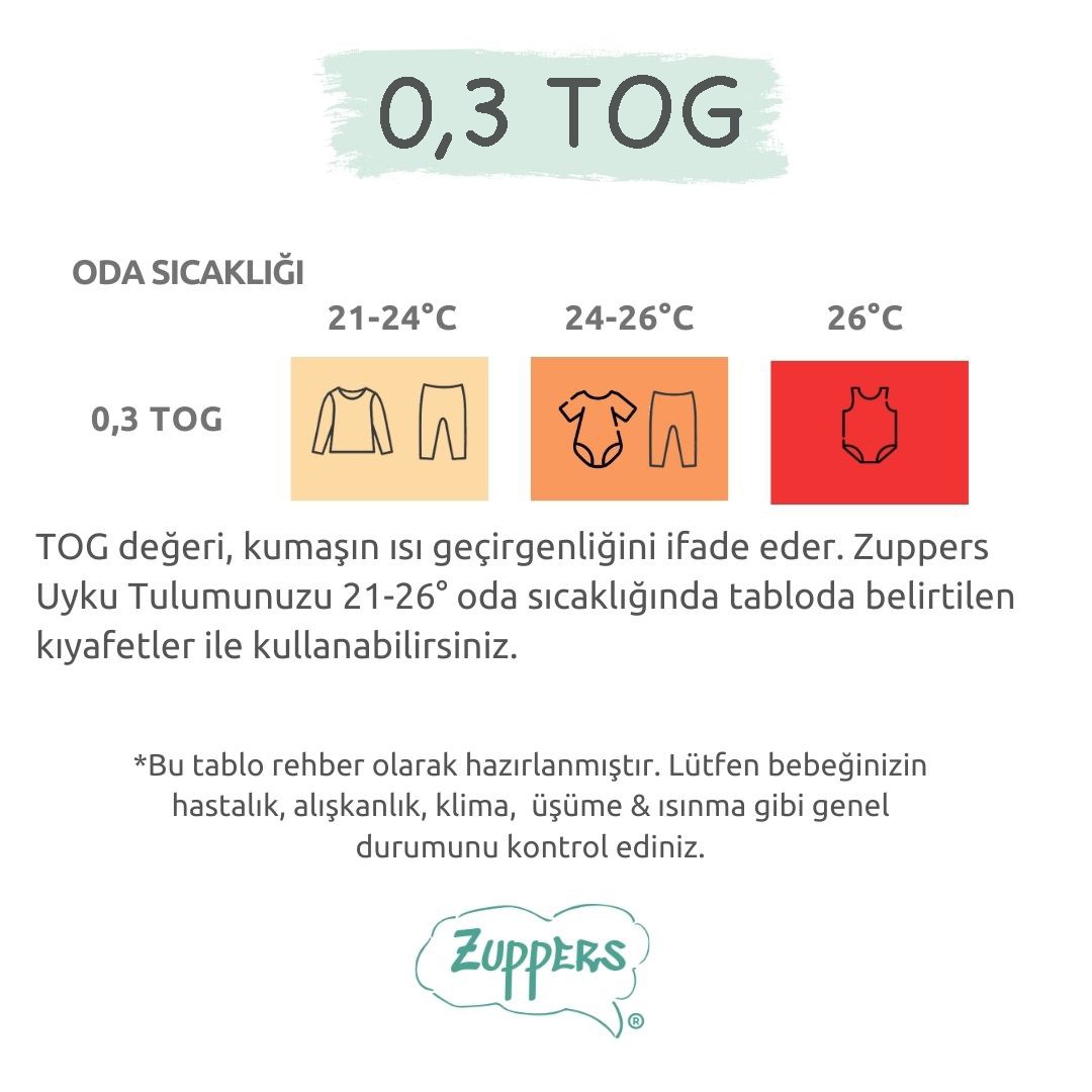 Zuppers Çocuk Ayaklı Uyku Tulumu 0.3 Tog Star Beyaz