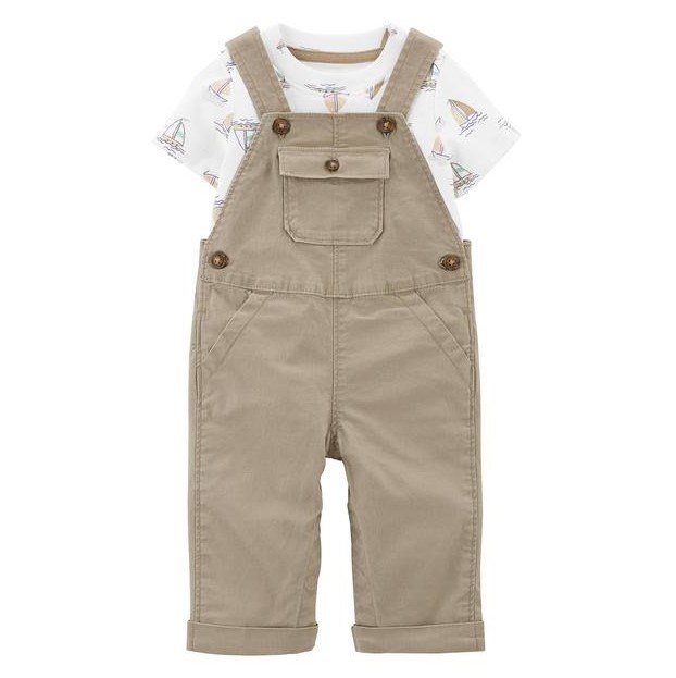 Carter's Yazlık Erkek Bebek 2'li Salopet Set Krem