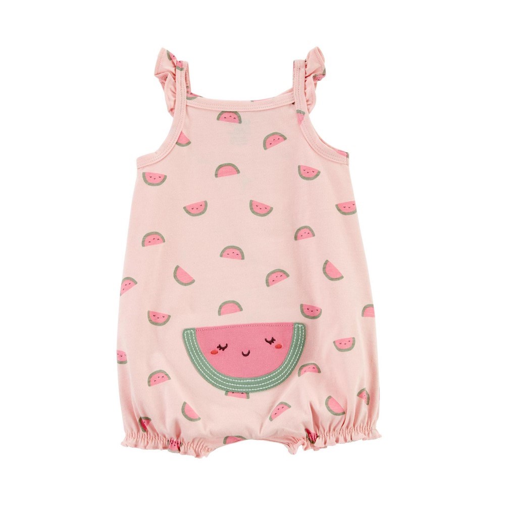 Carter's Yazlık Kız Bebek Karpuz Desenli Tulum Pembe