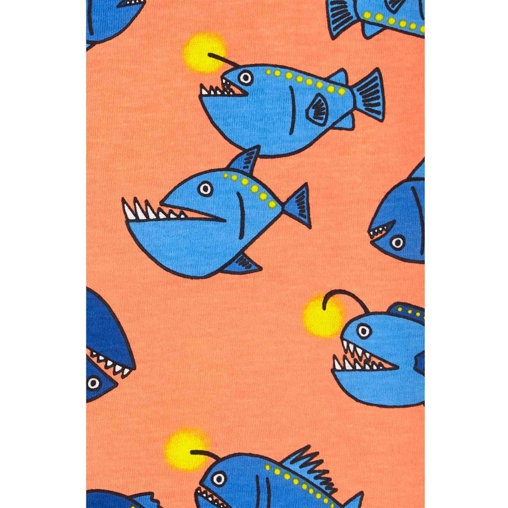 Carter's Yazlık Balık Desenli Erkek Bebek Tulum Turuncu