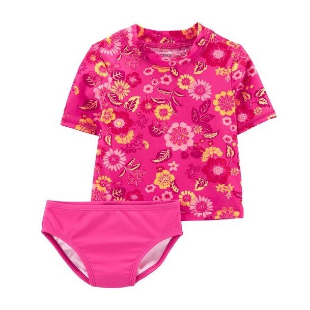 Carter's Yazlık Kız Çocuk Güneş Koruyuculu Mayo Set - Kısa Kollu Pembe