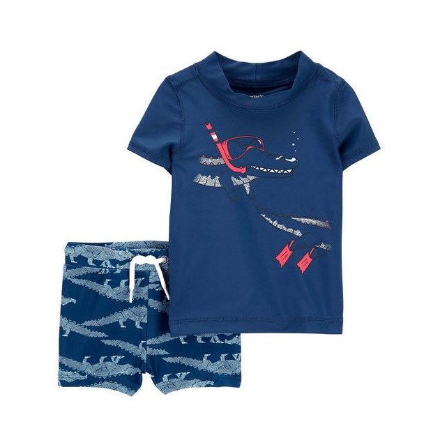 Carter's Yazlık Erkek Çocuk Güneş Koruyuculu Mayo Set - Kısa Kollu Koyu Mavi