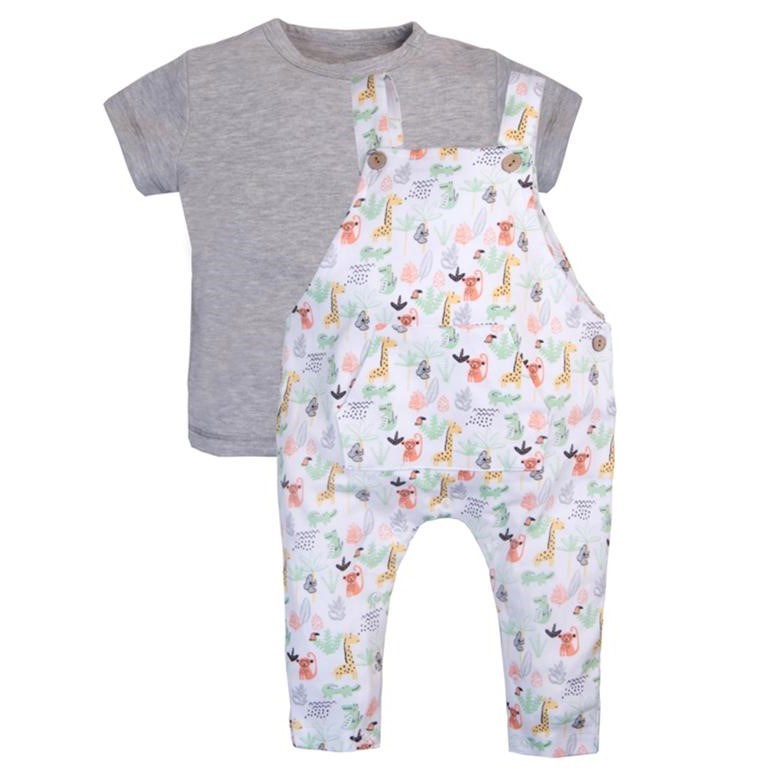 Minycenter Yazlık Erkek Bebek Salopet Set Beyaz