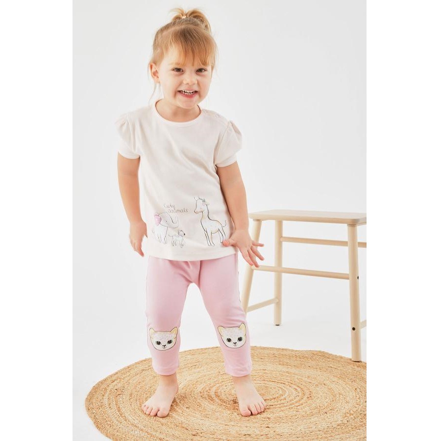 Minycenter Yazlık Kız Bebek Tayt 2'li Set Pembe