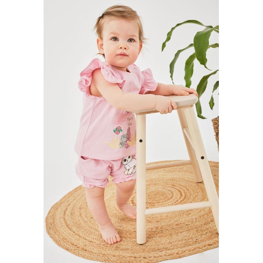 MinycenterYazlık Kız Bebek Şort 2'li Set Pembe