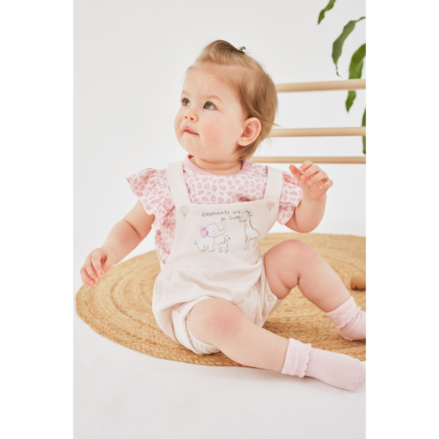 MinycenterYazlık Kız Bebek Salopet Set Pembe