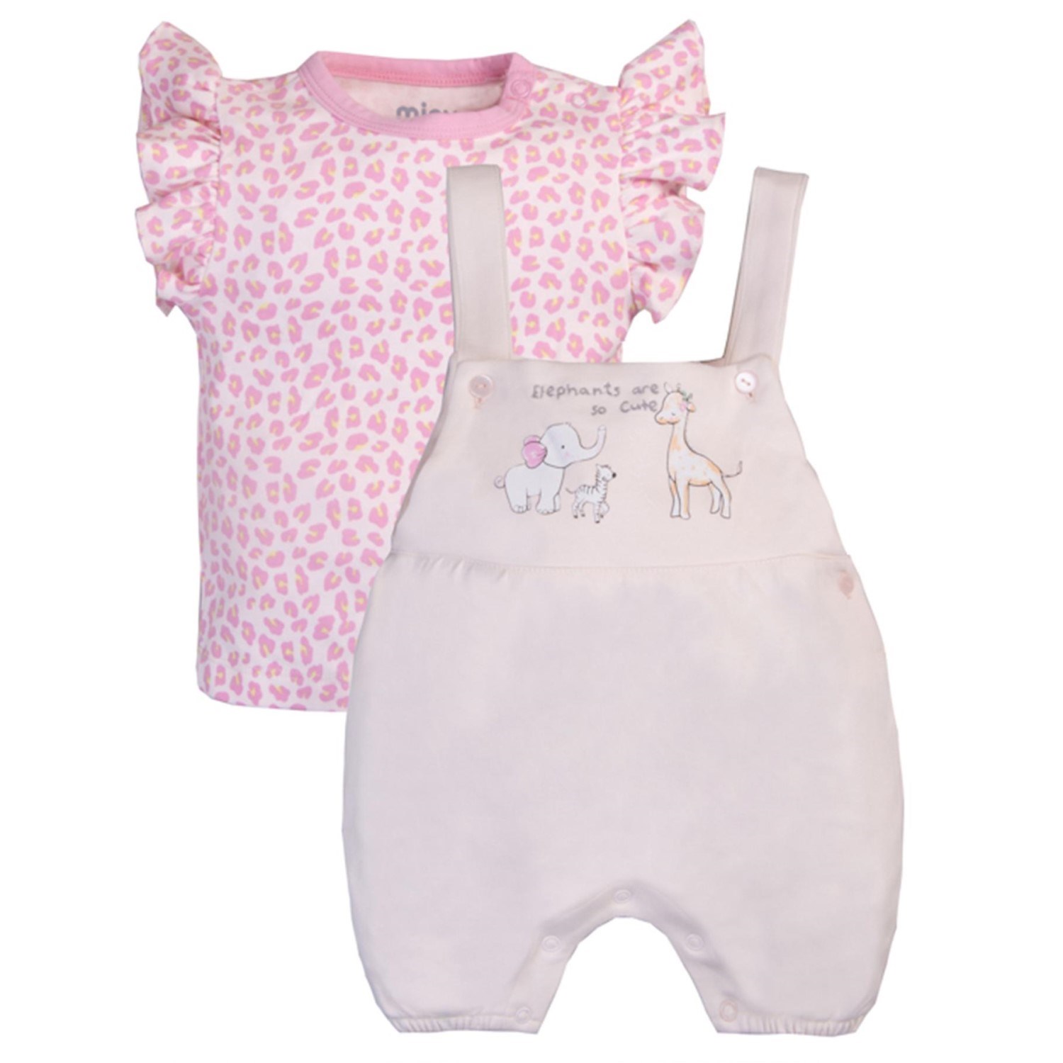 MinycenterYazlık Kız Bebek Salopet Set Pembe