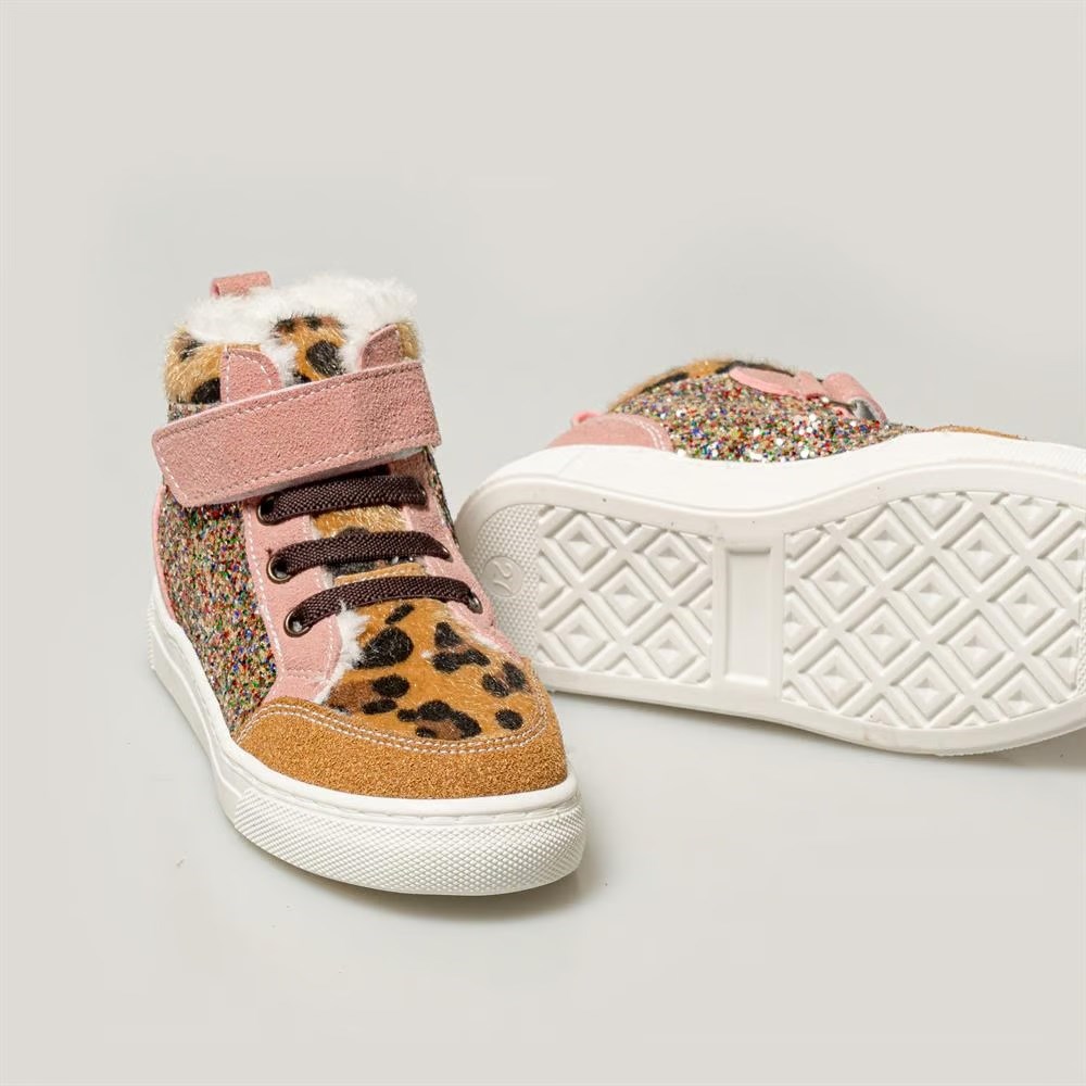 Merli Rose Shine Kız Çocuk Bot Leopar - Peluşlu Gri