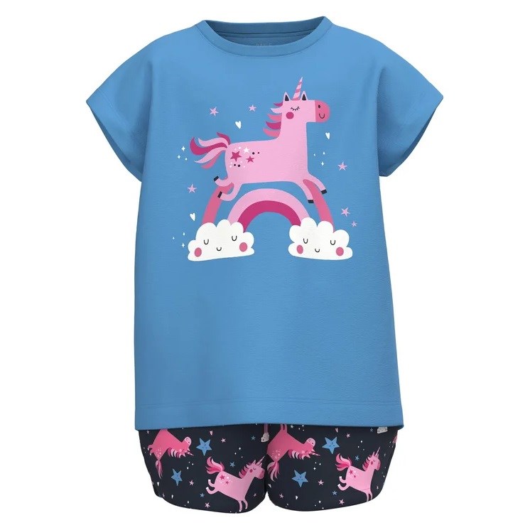 Name It Yazlık Kız T-shirt Şort 2'li Set Mavi