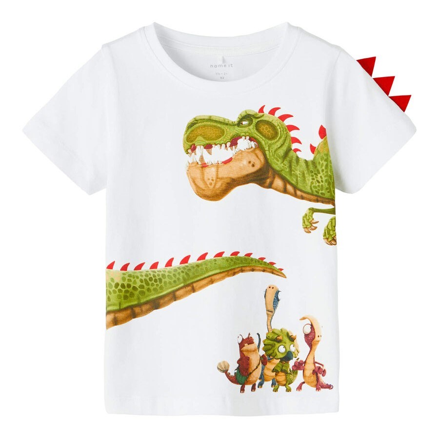 Name It Yazlık Erkek Orijinal Dinozor Desenli Kısa Kol T-shirt Beyaz
