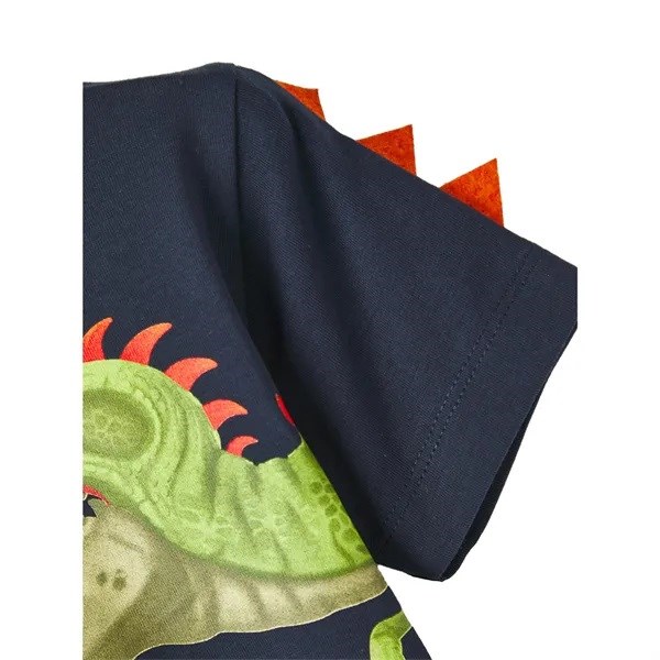 Name It Yazlık Erkek Orijinal Dinozor Desenli Kısa Kol T-shirt Koyu Mavi