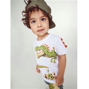 Name It Yazlık Erkek Orijinal Dinozor Desenli Kısa Kol T-shirt