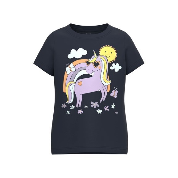 Name It Yazlık Kız Kısa Kol T-shirt Koyu Mavi