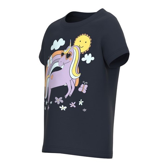 Name It Yazlık Kız Kısa Kol T-shirt Koyu Mavi