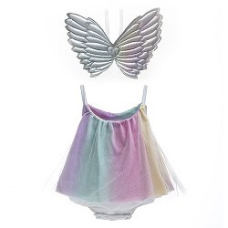 Wogi Yazlık Kız Bebek Mermaid 2'li Body Gri