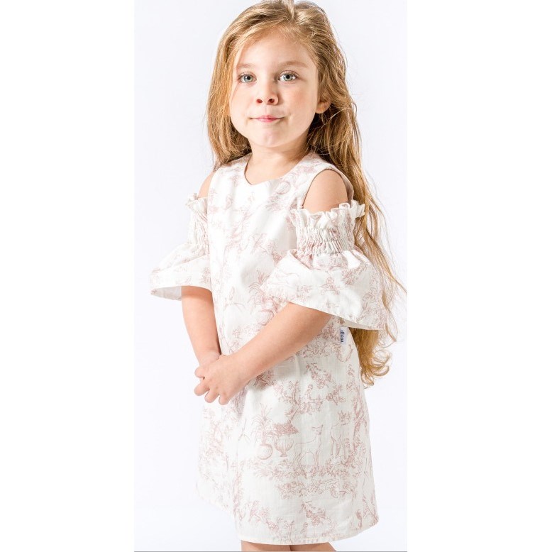 Wogi Yazlık Kız Çocuk Elbise Dresses Takım Pembe