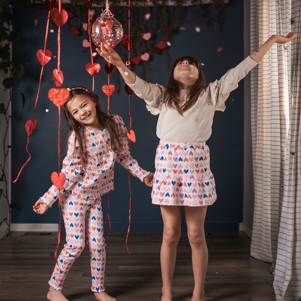 Antebies Organik Kalp Uzun Kollu Pijama Takımı Pembe