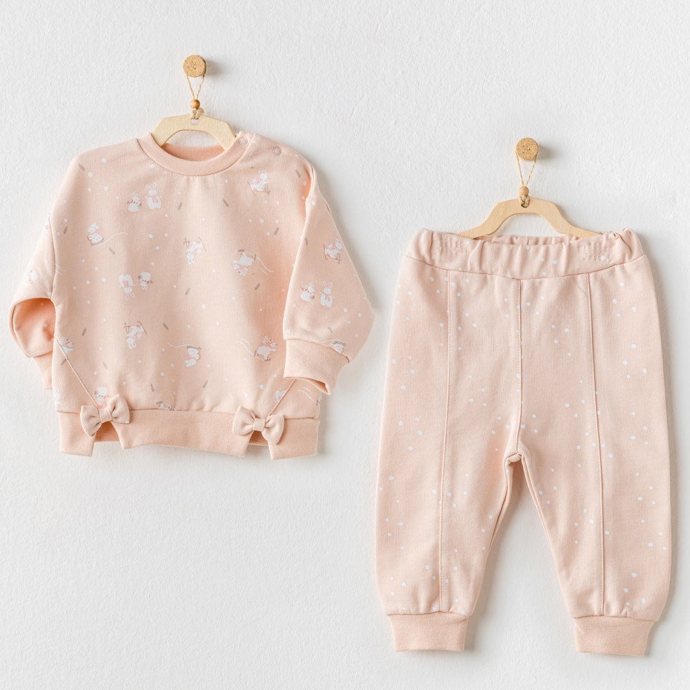 Andywawa Kız Bebek 2'li Takım Cute Bunnıies Pembe