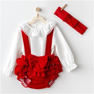 Andywawa Kışlık Kız Bebek Tulum Takım Velvet Happy Newyear