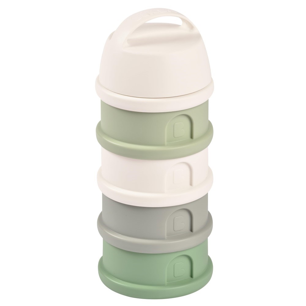 Beaba 4 Katmanlı Süt Tozu Kutusu Ve Atıştırmalık Kabı  (Cotton White/Sage Green) 